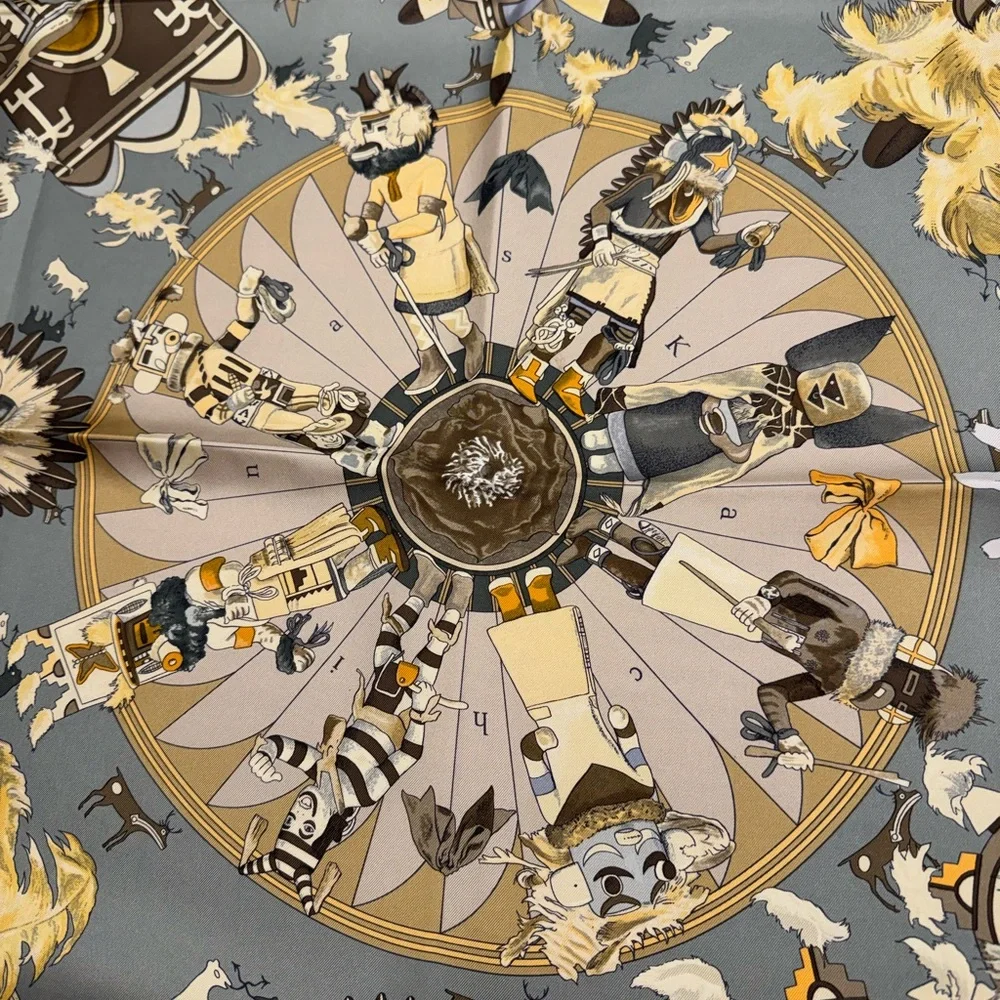 Hermès Vintage Kachinas Hopi Silk Scarf by Kermit Oliver - Picture 12 of 14